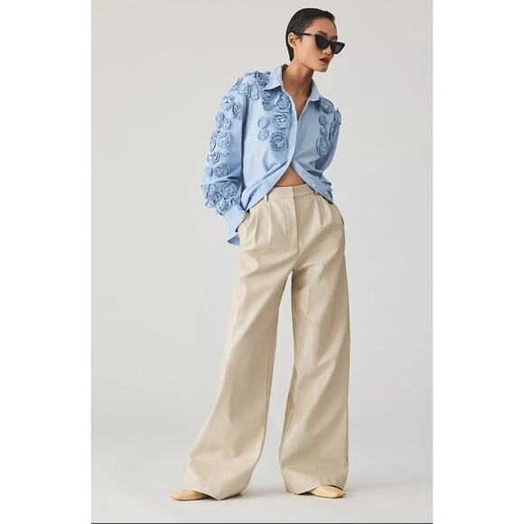 Hutch Faux Leather Wide-Leg Pants - New 8P (petite) - Picture 1 of 6